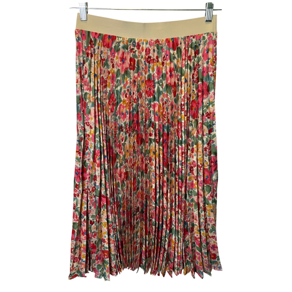 Jolie Jolie Petite Mendigote Floral Pleated Midi Skirt Womens 40 Romantic Boho